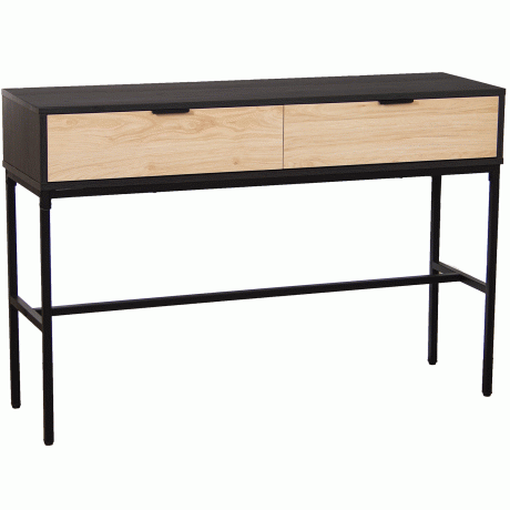 Mesa Consola Credencia Ferro Preto Madeira Wengue